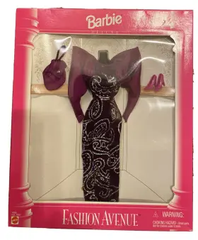 Barbie 074299143076 Mattel Deluxe Fashion Avenue Outfit Purple Evening Dress