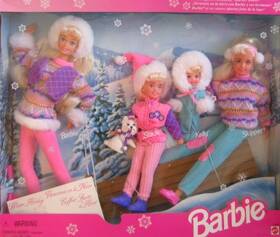 Barbie 15645 Winter Holiday Set Sledding Fun W 4 Dolls Skipper Kelly Stacie And
