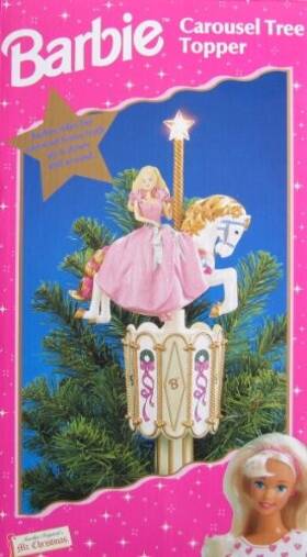 Barbie 49501-6 Carousel Tree Topper - Star Lights Up And Rides Horse Down Aro