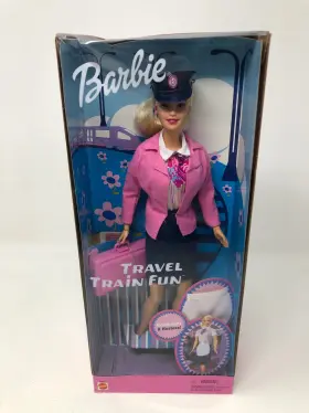 55807 Barbie Travel Train Fun W Doll Carry On Bag And Apron 2001