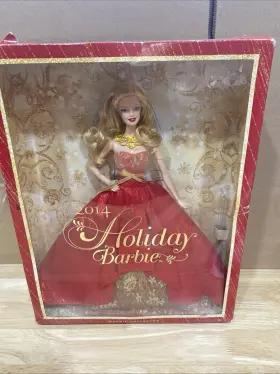Bdh13 Barbie Holiday 2014 Blonde Doll Box On Top Is Torn Side Of Bent