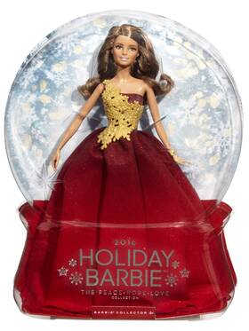 Barbie Drd25 Holiday 2016 Brunette Red Dress Doll