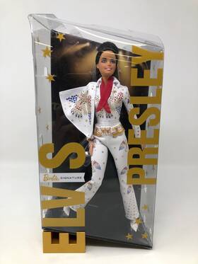 Barbie Gtj95 Signature Elvis Presley Doll 12-in With Pompadour Hairstyle Wea