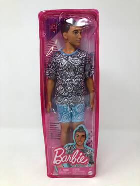 Barbie Hjt09 Ken Doll Kids Toys Fashionistas Brown Hair In Bun Paisley Tee And Sho