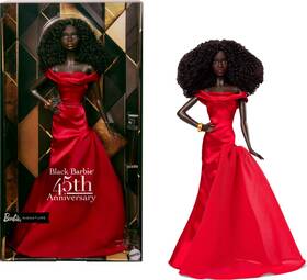 Barbie Jbj22 Signature Doll In Red Dress 45th Anniversary Black By Kitty