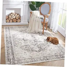 Zdjcrgcrystal-3x5c02 Ckny Home Fashion Area Rug 3x5 Entryway Indoor Greige Vintage Washable 3ftx5ft