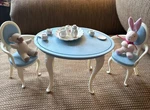 Vintage 1996 Barbie Doll Tea Time (chairs, Table, Set, Bear, Rabbit) Used. Price: $69.99.