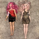 Barbie Fashionistas (2) Curvy Blonde Dolls Pink Hair Leopard Print Dress Skirt Used. Price: $19.95.