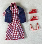 Barbie Fashion Avenue Authentic Jeans 1997 (19179): Plaid Dress / Denim Jacket Used. Price: $14.00.