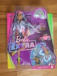 Barbie Extra Doll #5 Long-fringe Denim Jacket With Pet Puppy, Rainbow Braids, New. Price: $39.95.