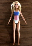 Barbie GPB17 Beach Blonde Doll One-piece Swimsuit With American Flag Mattel Used. Price: $7.64.