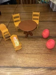 Doll Barbie House Table 2 Chairs Vintage 1973 Dining High Barrel Crib Used. Price: $24.99.