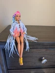 Barbie Extra Doll #5 Fringe Jacket Denim Shorts 2020 Mattel #GRN29 Used. Price: $30.00.